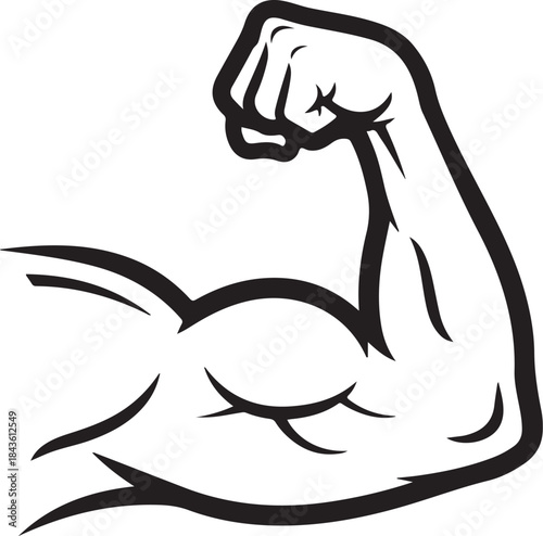 Strong bicep muscle flexing arm outline icon vector illustration