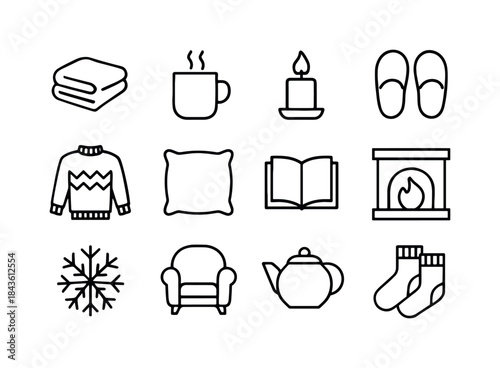 Winter Comfort Icons. Winter Comfort. Line icon set of Winter Co