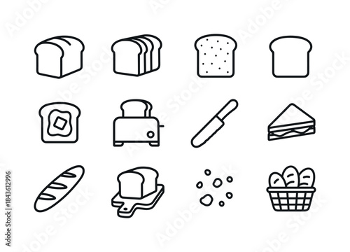 Sliced Bread Icons. Sliced Bread. Line icon set of Sliced Bread: