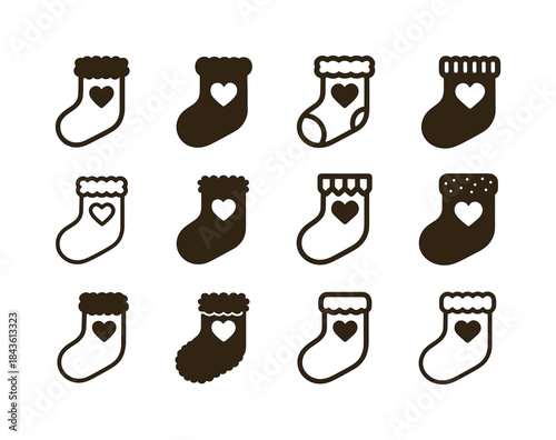 Fuzzy Socks Icons. Fuzzy Socks. Icon set. Set Logo of Fuzzy Sock