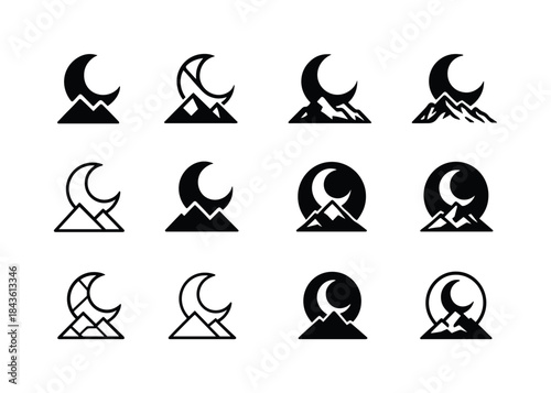 Moon Logo Variations. Moon. Icon set. Set Logo of Moon: moon ove
