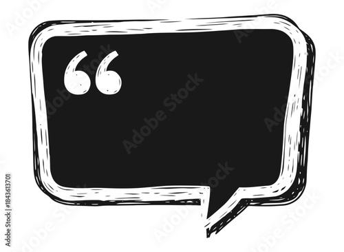 Text box frame set with quotation mark Hand drawn marker brush stroke text talk