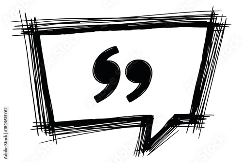Text box frame set with quotation mark Hand drawn marker brush stroke text talk message frame