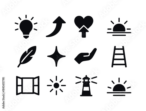 Hope Icons Collection. Hope & Inspiration. Solid icon set of Hop