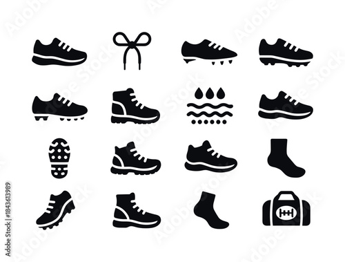 Sports Shoes Icons. Sports shoes. Solid icon set of sports shoes