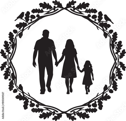 Happy Family Walking Together with Their Dog
Family Silhouette Stroll in the Park
Parents and Children Enjoying a Walk with Pet
