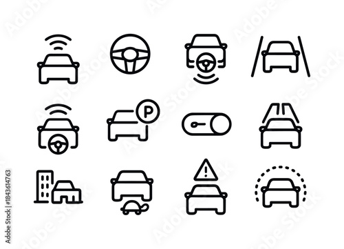 Self-Driving Car Icons. self-driving cars