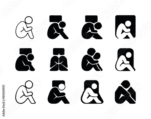 Depression Icon Set. Depression. Icon set. Set Logo of depressio