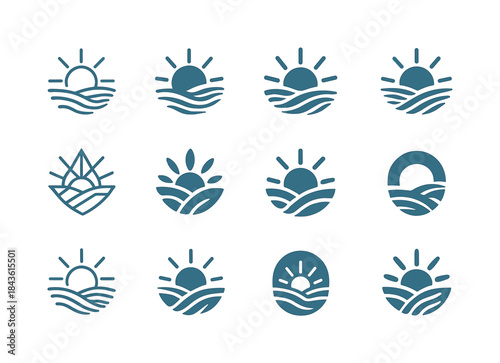 Chilly Morning Icons. Chilly morning breeze. Icon set. Set Logo