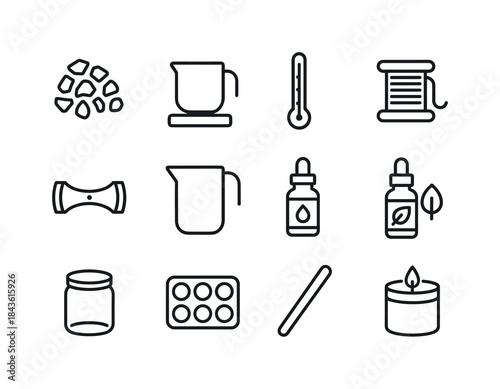Candle Making Icons. Candle making. Line icon set of candle maki
