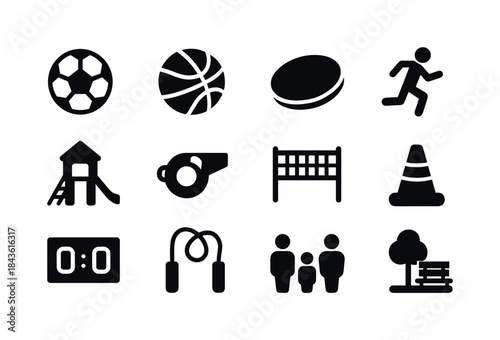 Outdoor Sports Icons. Outdoor Games. Solid icon set of Outdoor G