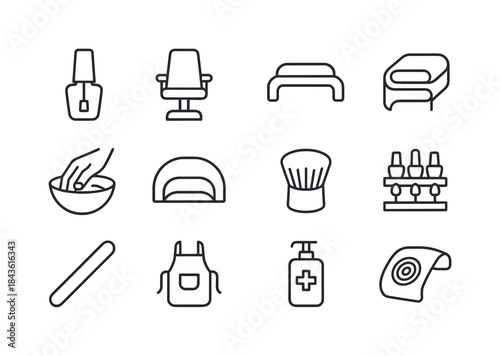 Salon Nail Icon Set. Salon Nails. Line icon set of Salon Nails: