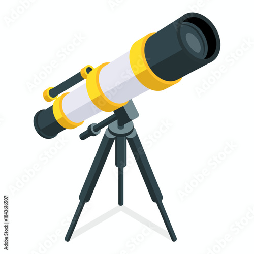 A sleek and modern telescope illustration, symbolizing exploration and curiosity, perfect for stargazers and science enthusiasts who dream of discovering the cosmos.