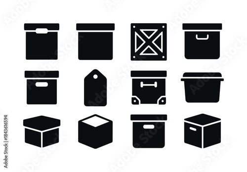 Storage Box Icons. Storage Boxes. Solid icon set of Storage Boxe