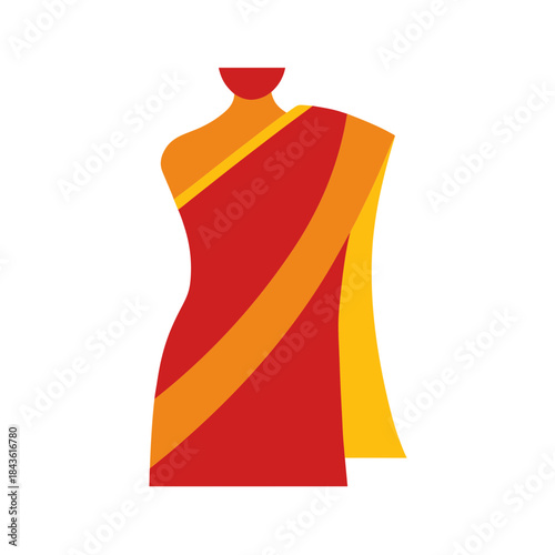 vector clip art saree icon on white background for web and graphic design