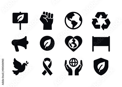 Environmental Activism Icons. Environmental activism. Solid icon