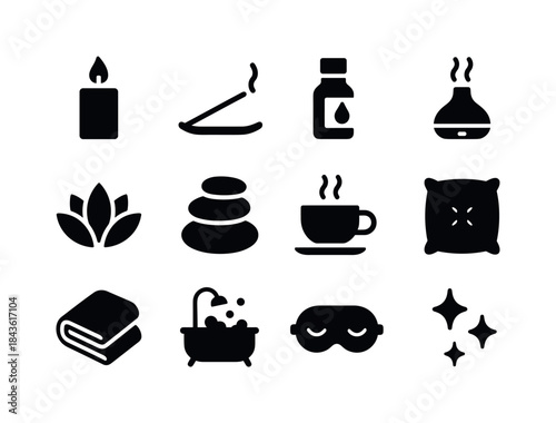 Relaxation Icons Set. Relaxation. Solid icon set of Relaxation: