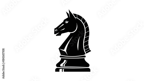 Black Stylized Chess Knight Piece Silhouette.