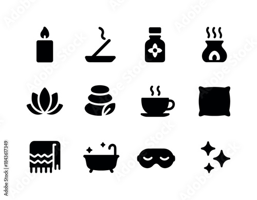 Relaxation Icons Set. Relaxation. Solid icon set of Relaxation: