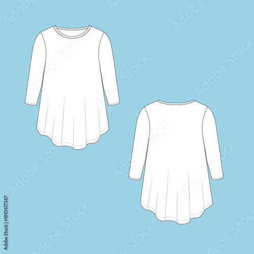 2D Flat Sketch with different technique details garments