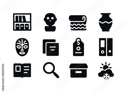 Cultural Icons Grid. Cultural Collections. Solid icon set of Cul