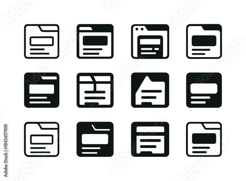 Internet Browser Icons. Internet Browser Tabs. Icon set. Set Log