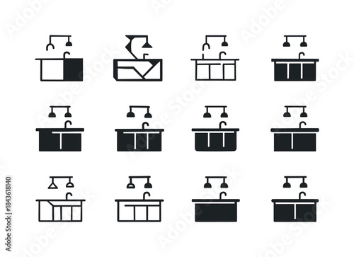 Kitchen Design Icons. Kitchens and Dining Room Designs. Icon set