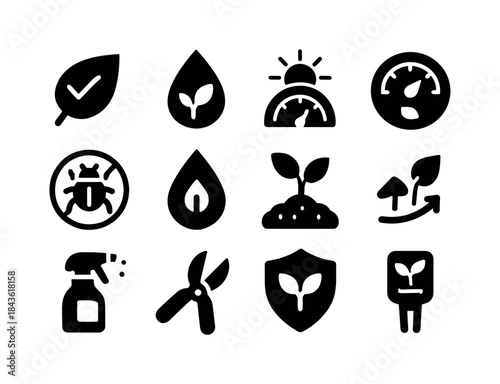 Plant Health Icons. Plant health. Solid icon set of plant health