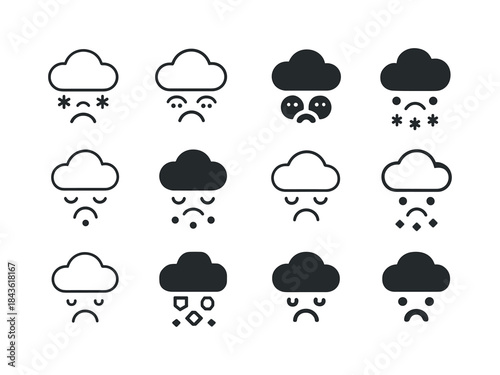Weather Mood Icons. how weather affects mood. Icon set. Set Logo