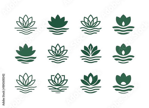 Wetlands Logo Variations. preserving wetlands. Icon set. Set Log