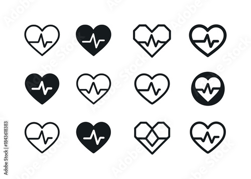 Emotional Heart Logos. Emotional Check-ins. Icon set. Set Logo o