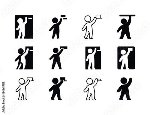 Reaching for Shelf Icons. Reaching for Something on a High Shelf