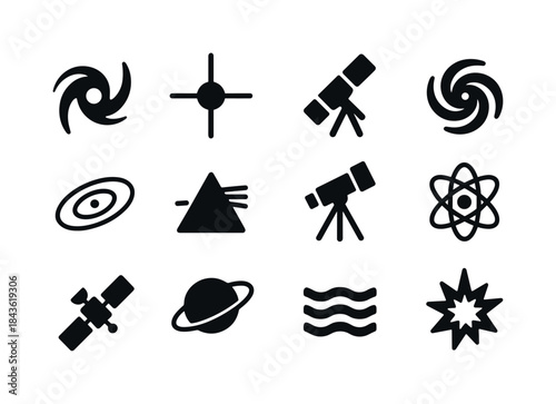 Astrophysics Icon Set. Astrophysics. Solid icon set of Astrophys