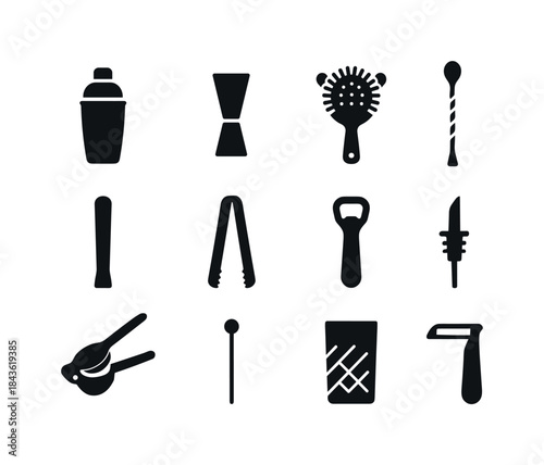 Mixology Tools Icons. Mixology Tools. Solid icon set of Mixology