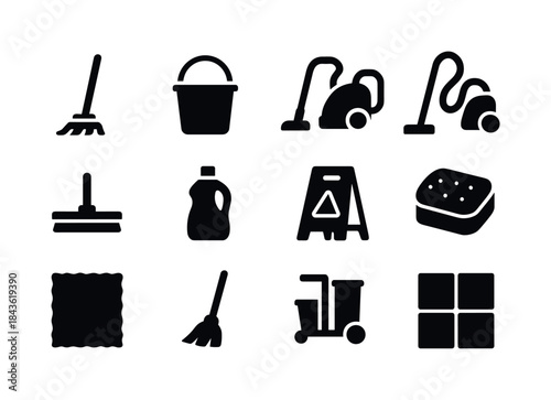 Floor Cleaning Icons. Floor Cleaning. Solid icon set of Floor Cl