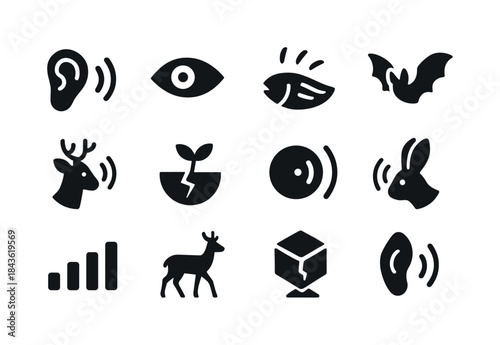 Wildlife Sensitivity Icons. Wildlife sensitivity. Solid icon set