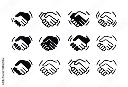 Shaking Hand Icons. Shaking. Icon set. Set Logo of Shaking: hand