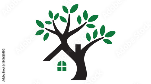 Tree with house symbol