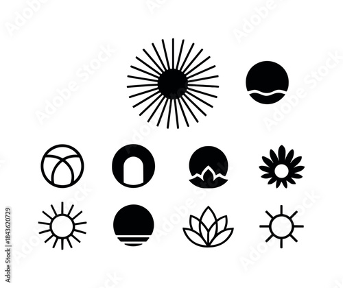 Utopia Logo Variations. utopia. Icon set. Set Logo of utopia: ra