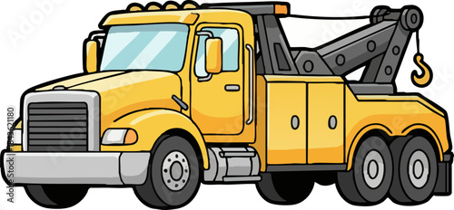 Yellow Heavy Duty Tow Truck Vector Illustration