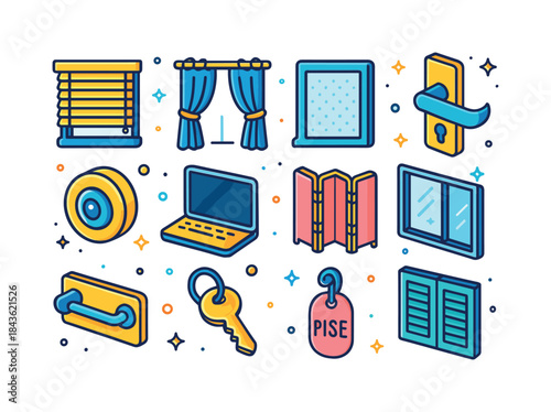 Home Privacy Icons. Home privacy. Colorful isometric vector icon