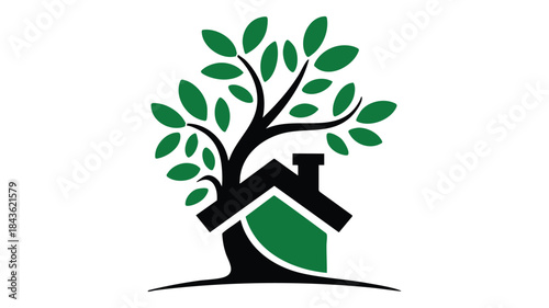 Tree growing from house