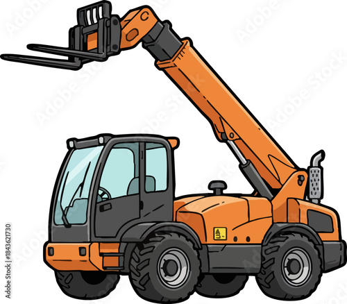 Industrial Telehandler Machine Cartoon Vector Graphic Icon