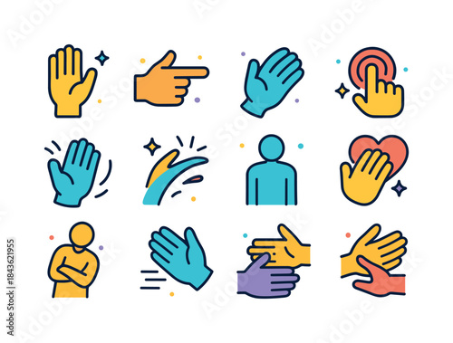 Gesture Communication Icons. Gesture-based communication. Colorf