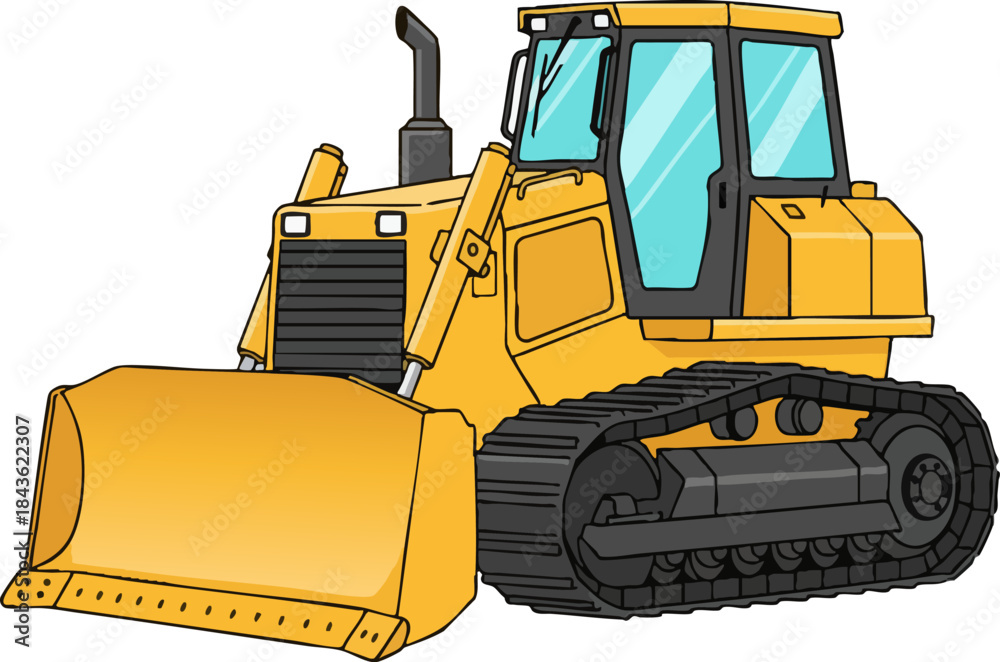 Fototapeta premium Yellow Front End Loader Construction Vehicle Illustration