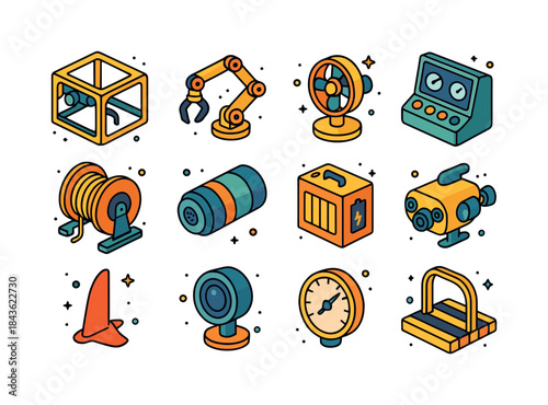 Underwater Robotics Icons. Underwater Robotics. Colorful isometr