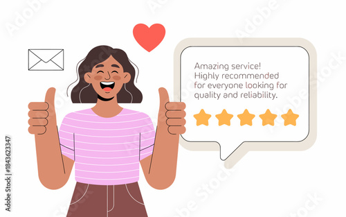 A cheerful customer gives a thumbs-up to express satisfaction with a service, making it a great visual representation for testimonials and positive feedback.
