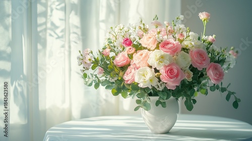 Sunlit Floral Arrangement on Table