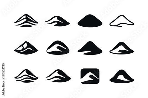Dry Logo Variations. Dry. Icon set. Set Logo of dry: sand dune.