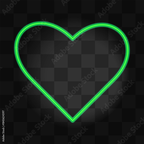 Neon green heart shape on dark background